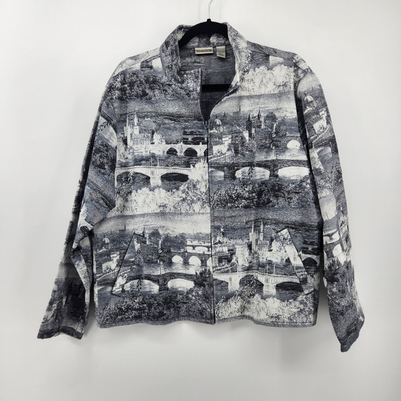 Chico's Women's Jacket Tapestry Art To Wear Full Zip Size 3 / US XL Unique Print - Picture 1 of 6
